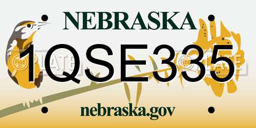 1QSE335 Nebraska License Plate
