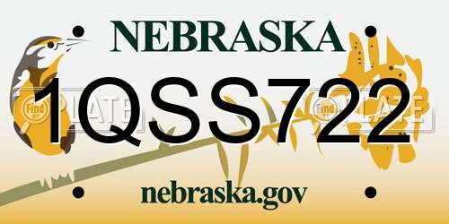 1QSS722 Nebraska License Plate