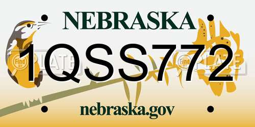 1QSS772 Nebraska License Plate
