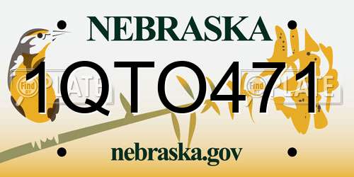 1QTO471 Nebraska License Plate