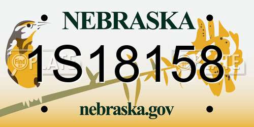 1S18158 Nebraska License Plate