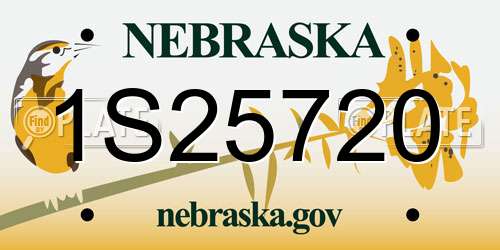 1S25720 Nebraska License Plate