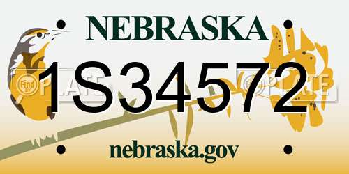 1S34572 Nebraska License Plate