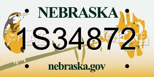 1S34872 Nebraska License Plate