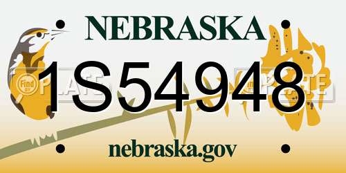 1S54948 Nebraska License Plate