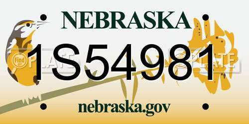 1S54981 Nebraska License Plate