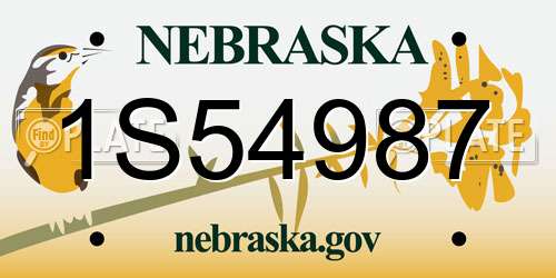1S54987 Nebraska License Plate