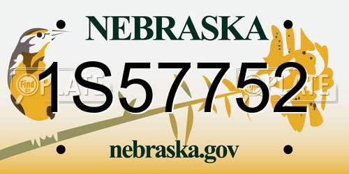 1S57752 Nebraska License Plate