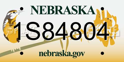 1S84804 Nebraska License Plate