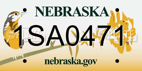 1SA0471 Nebraska License Plate