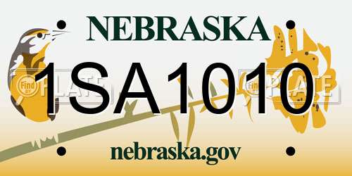 1SA1010 Nebraska License Plate