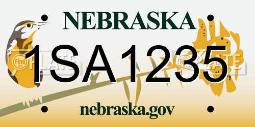 1SA1235 Nebraska License Plate