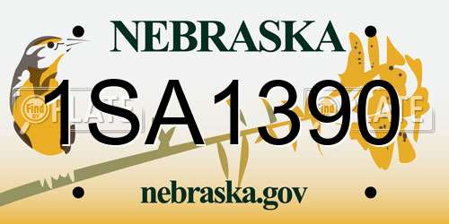 1SA1390 Nebraska License Plate