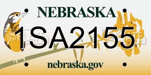 1SA2155 Nebraska License Plate