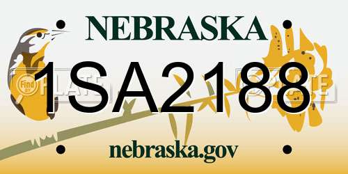 1SA2188 Nebraska License Plate