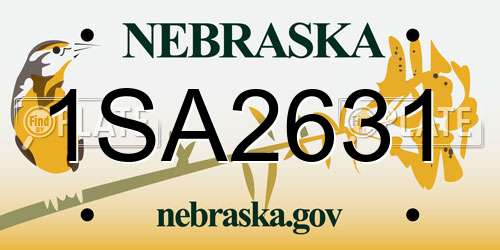 1SA2631 Nebraska License Plate