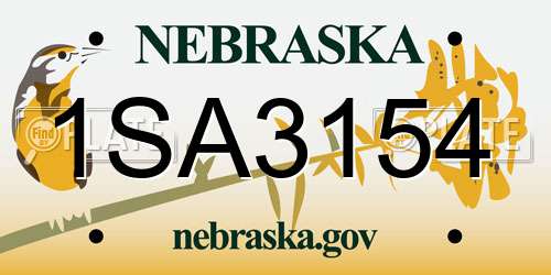 1SA3154 Nebraska License Plate