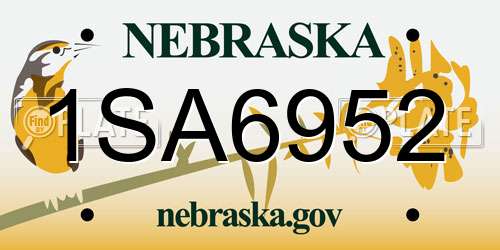 1SA6952 Nebraska License Plate