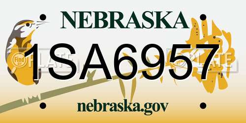 1SA6957 Nebraska License Plate