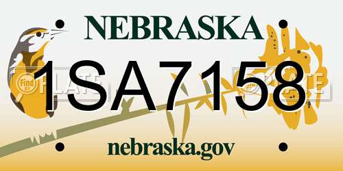 1SA7158 Nebraska License Plate