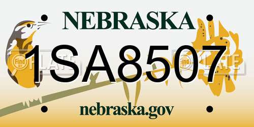 1SA8507 Nebraska License Plate