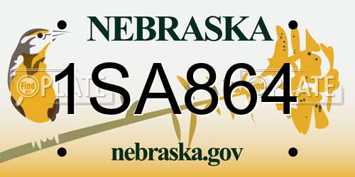 1SA864 Nebraska License Plate