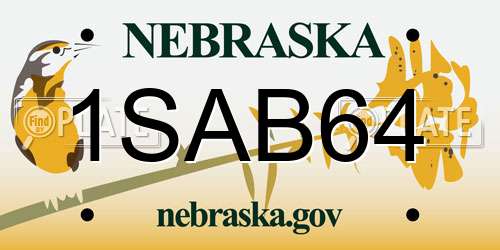 1SAB64 Nebraska License Plate