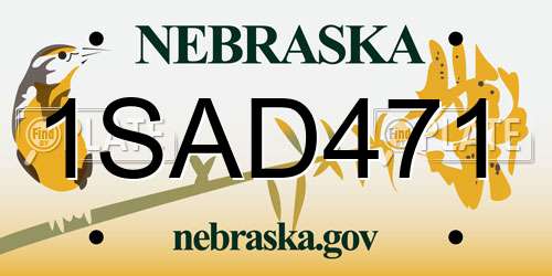 1SAD471 Nebraska License Plate