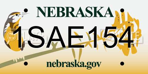 1SAE154 Nebraska License Plate