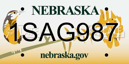 1SAG987 Nebraska License Plate