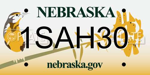 1SAH30 Nebraska License Plate