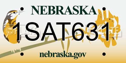 1SAT631 Nebraska License Plate