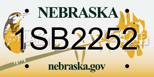 1SB2252 Nebraska License Plate