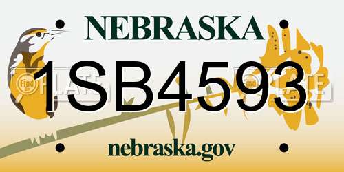 1SB4593 Nebraska License Plate