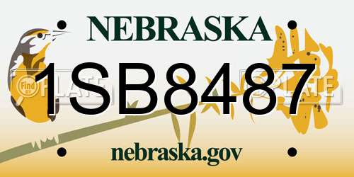 1SB8487 Nebraska License Plate