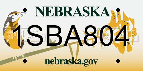 1SBA804 Nebraska License Plate