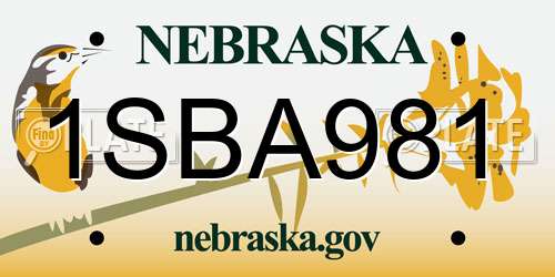 1SBA981 Nebraska License Plate