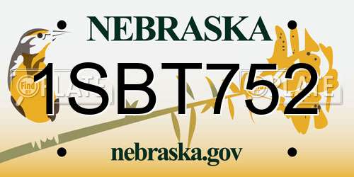 1SBT752 Nebraska License Plate