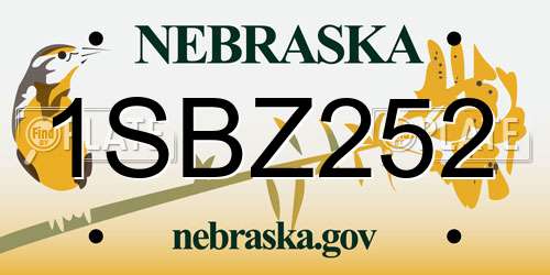 1SBZ252 Nebraska License Plate