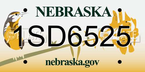 1SD6525 Nebraska License Plate