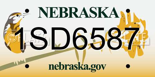 1SD6587 Nebraska License Plate