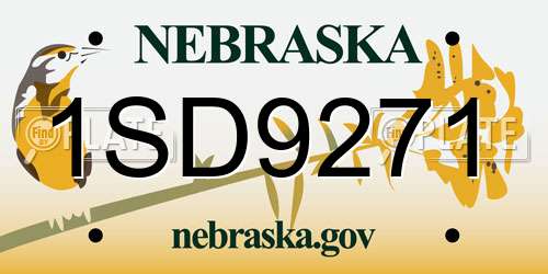 1SD9271 Nebraska License Plate