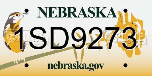 1SD9273 Nebraska License Plate