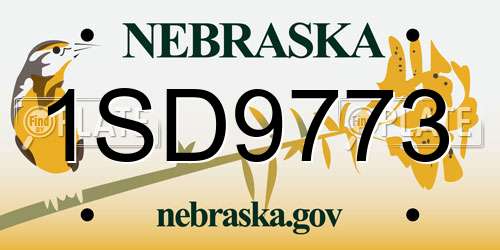 1SD9773 Nebraska License Plate