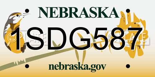 1SDG587 Nebraska License Plate