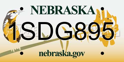 1SDG895 Nebraska License Plate