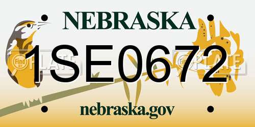 1SE0672 Nebraska License Plate