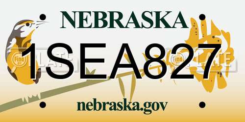 1SEA827 Nebraska License Plate