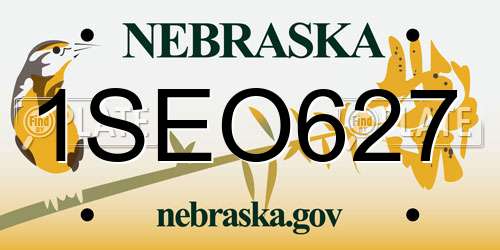 1SEO627 Nebraska License Plate