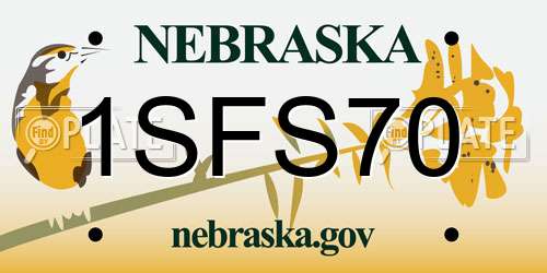 1SFS70 Nebraska License Plate